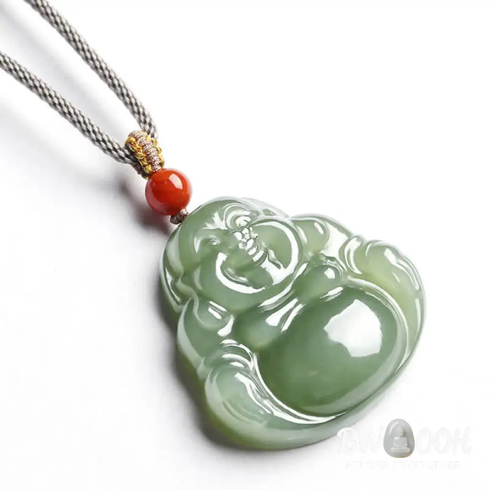 Buddha Stones Laughing Buddha Hetian Jade Abundance Necklace String Pendant - BWOOOH - Hetian Jade (Prosperity ♥