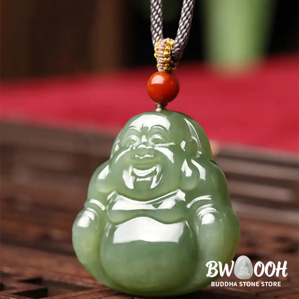 Buddha Stones Laughing Buddha Hetian Jade Abundance Necklace String Pendant - BWOOOH - Hetian Jade (Prosperity ♥