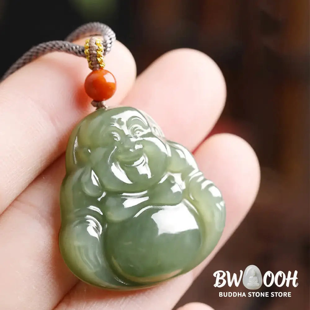 Buddha Stones Laughing Buddha Hetian Jade Abundance Necklace String Pendant - BWOOOH - Hetian Jade (Prosperity ♥
