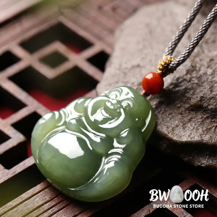 Buddha Stones Laughing Buddha Hetian Jade Abundance Necklace String Pendant - BWOOOH - Hetian Jade (Prosperity ♥