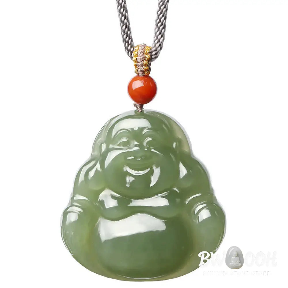 Buddha Stones Laughing Buddha Hetian Jade Abundance Necklace String Pendant - BWOOOH - Hetian Jade (Prosperity ♥