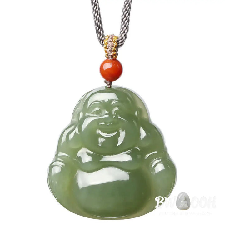 Buddha Stones Laughing Buddha Hetian Jade Abundance Necklace String Pendant - BWOOOH - Hetian Jade (Prosperity ♥