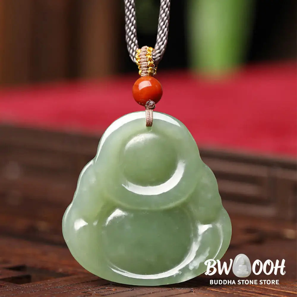 Buddha Stones Laughing Buddha Hetian Jade Abundance Necklace String Pendant - BWOOOH - Hetian Jade (Prosperity ♥