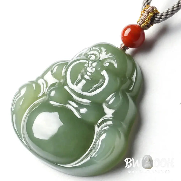 Buddha Stones Laughing Buddha Hetian Jade Abundance Necklace String Pendant - BWOOOH - Hetian Jade (Prosperity ♥