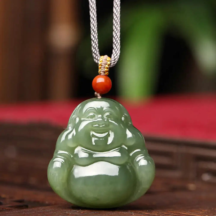 Buddha Stones Laughing Buddha Hetian Jade Abundance Necklace String Pendant - BWOOOH - Hetian Jade (Prosperity ♥