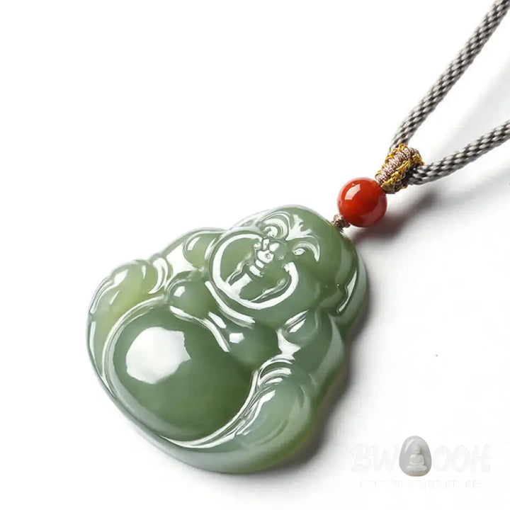 Buddha Stones Laughing Buddha Hetian Jade Abundance Necklace String Pendant - BWOOOH - Hetian Jade (Prosperity ♥