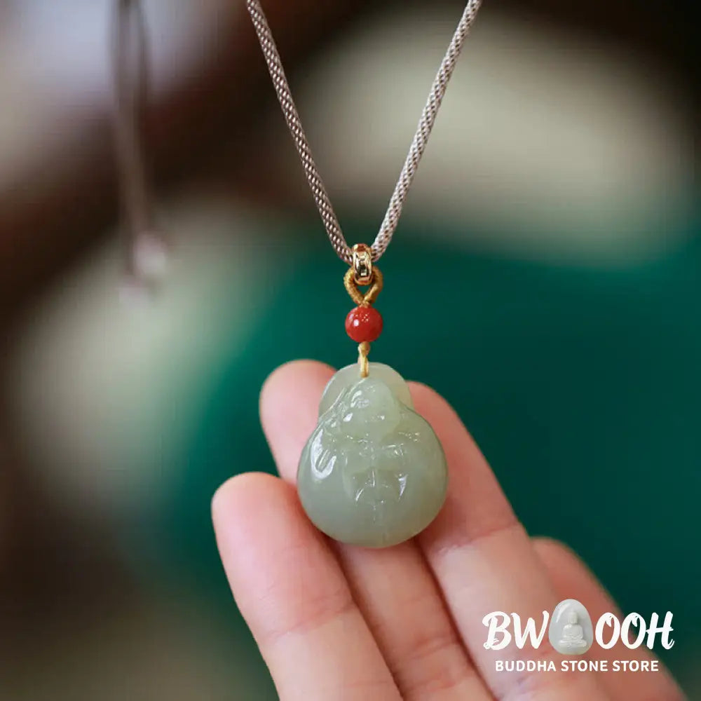 Buddha Stones Laughing Buddha Hetian Jade Wealth Prosperity String Necklace Pendant - BWOOOH - Hetian Jade (Prosperity