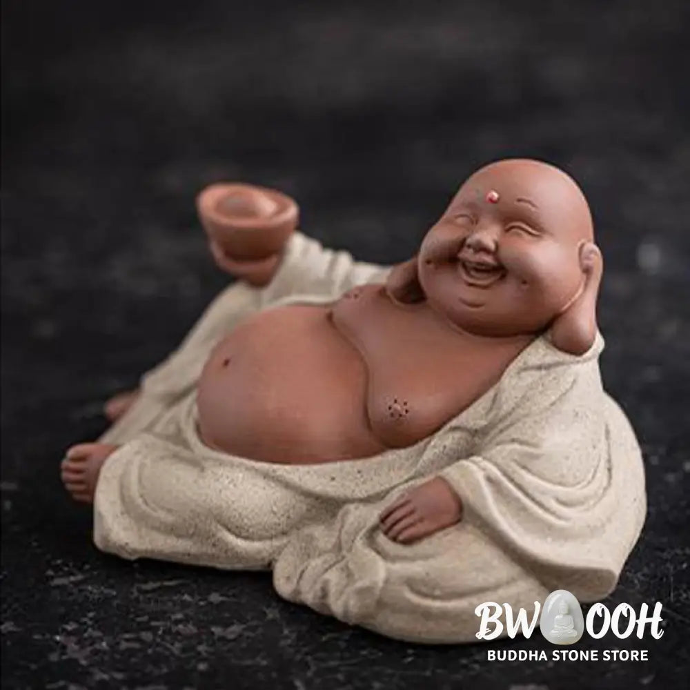 BWOOOH handcrafted Buddha statue - Laughing Buddha Ingots Attract Weal