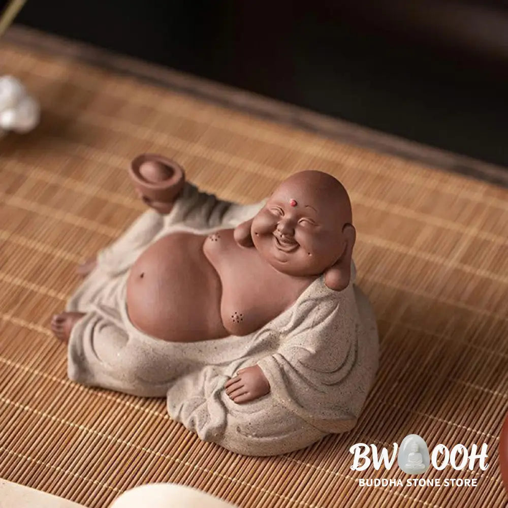 BWOOOH handcrafted Buddha statue - Laughing Buddha Ingots Attract Weal