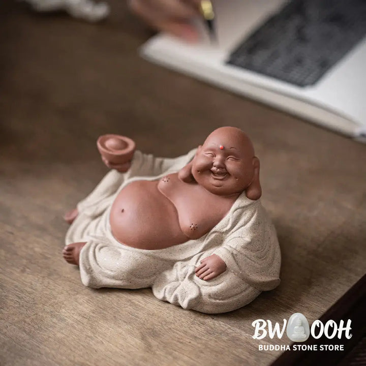 BWOOOH handcrafted Buddha statue - Laughing Buddha Ingots Attract Weal