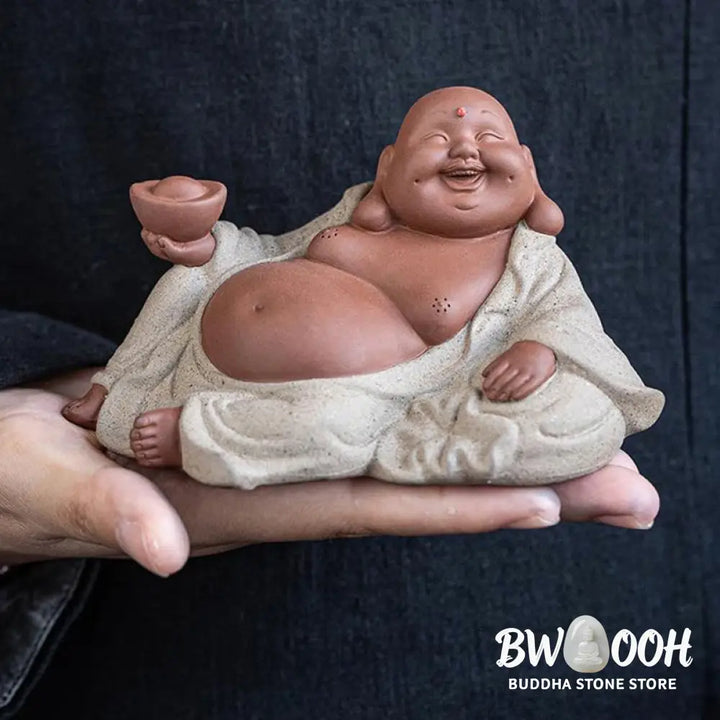 BWOOOH handcrafted Buddha statue - Laughing Buddha Ingots Attract Weal