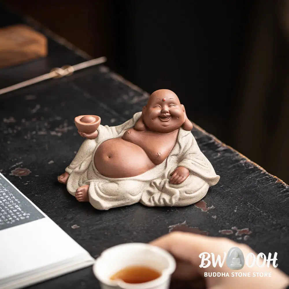 BWOOOH handcrafted Buddha statue - Laughing Buddha Ingots Attract Weal