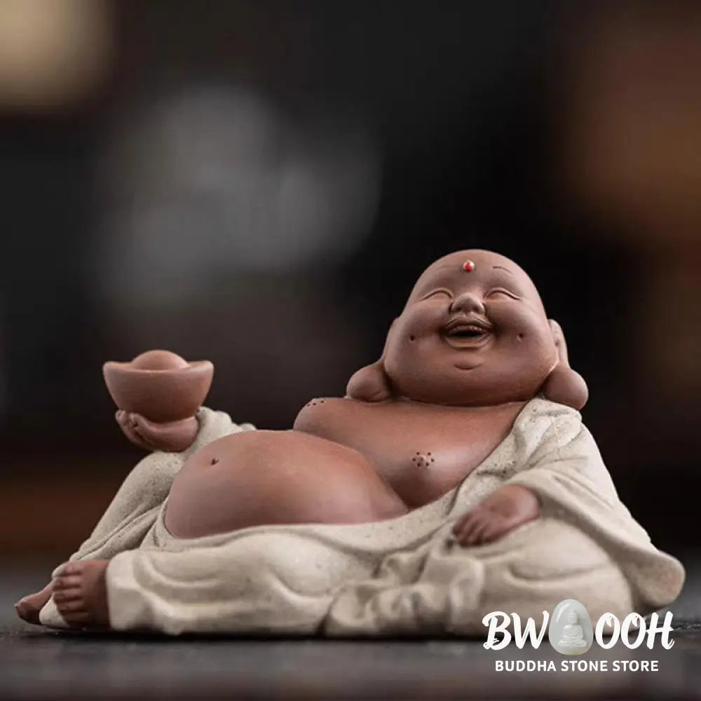 BWOOOH handcrafted Buddha statue - Laughing Buddha Ingots Attract Weal