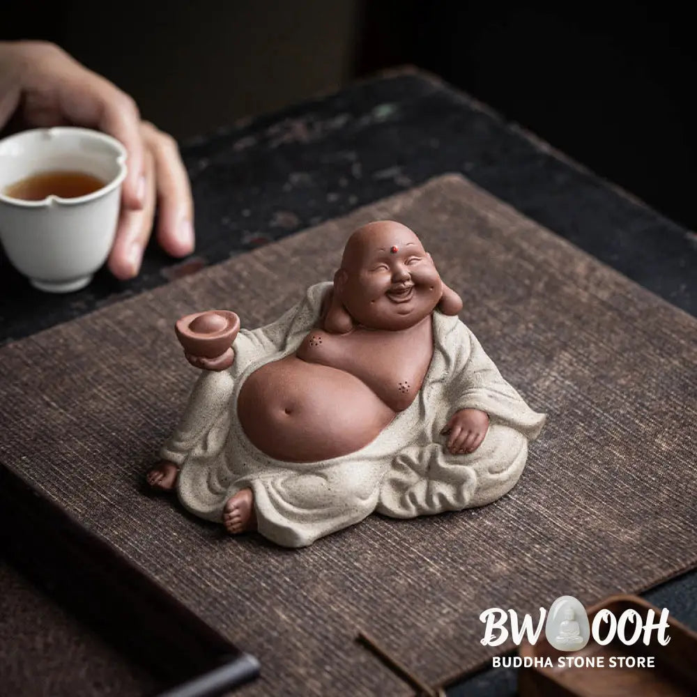 BWOOOH handcrafted Buddha statue - Laughing Buddha Ingots Attract Weal