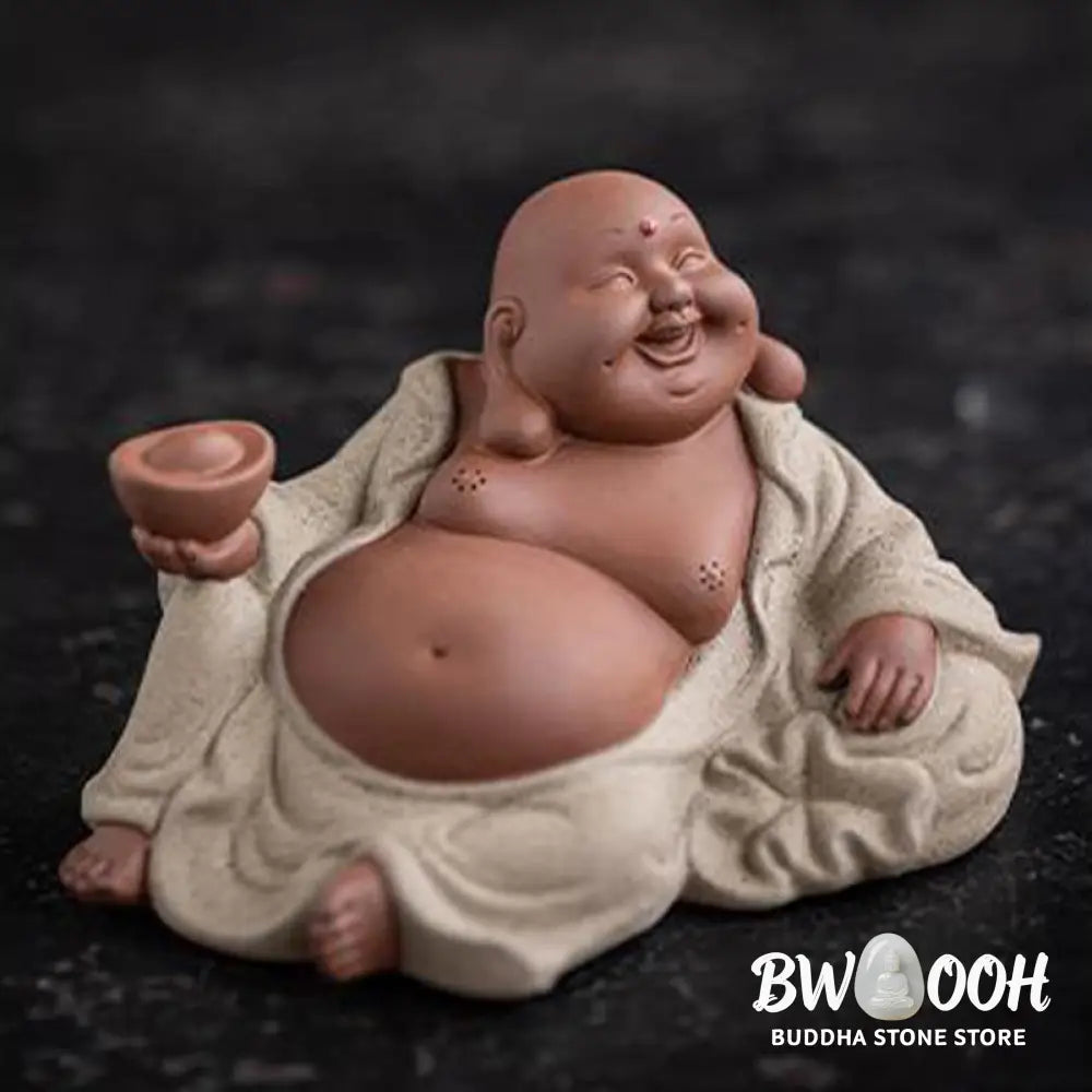 BWOOOH handcrafted Buddha statue - Laughing Buddha Ingots Attract Weal