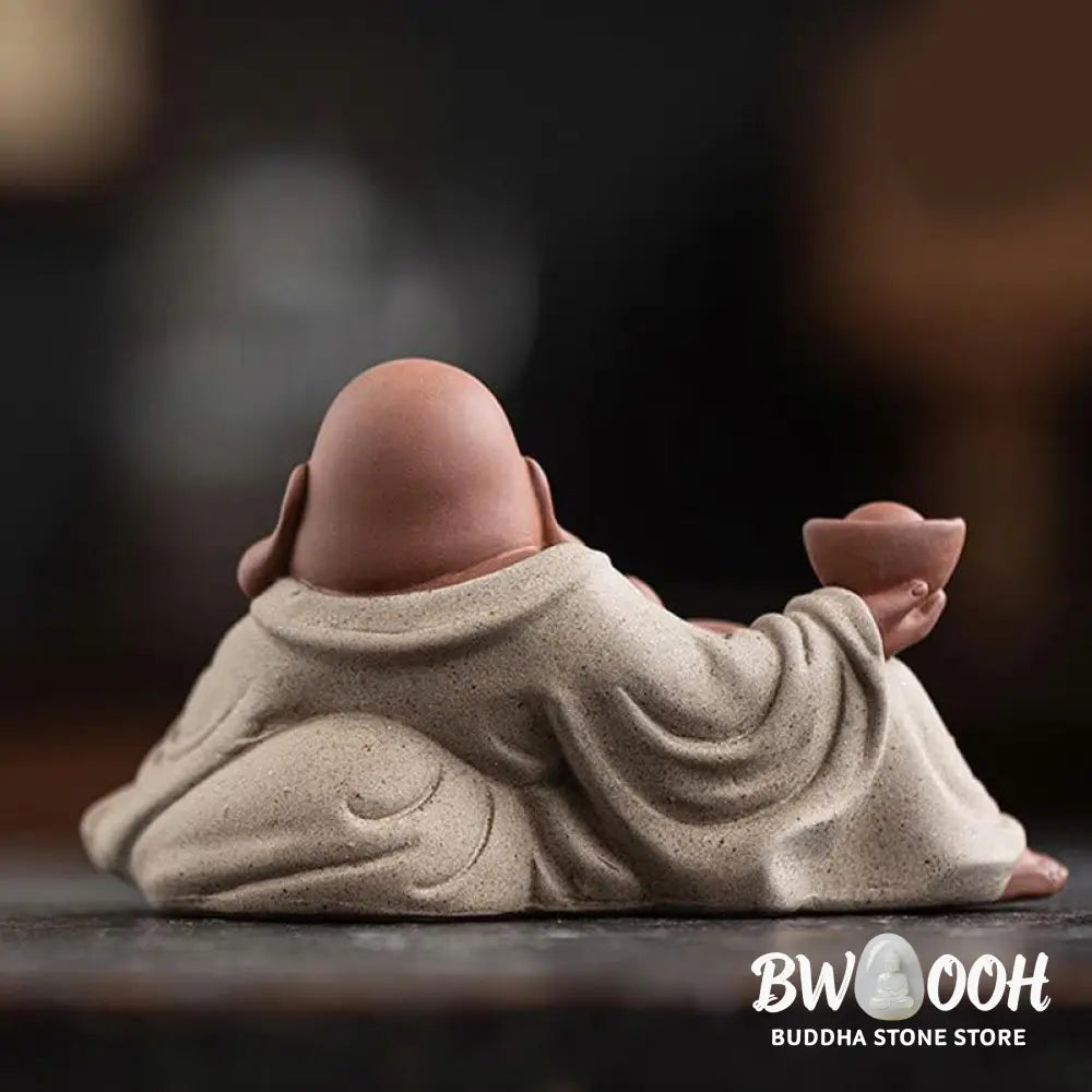BWOOOH handcrafted Buddha statue - Laughing Buddha Ingots Attract Weal