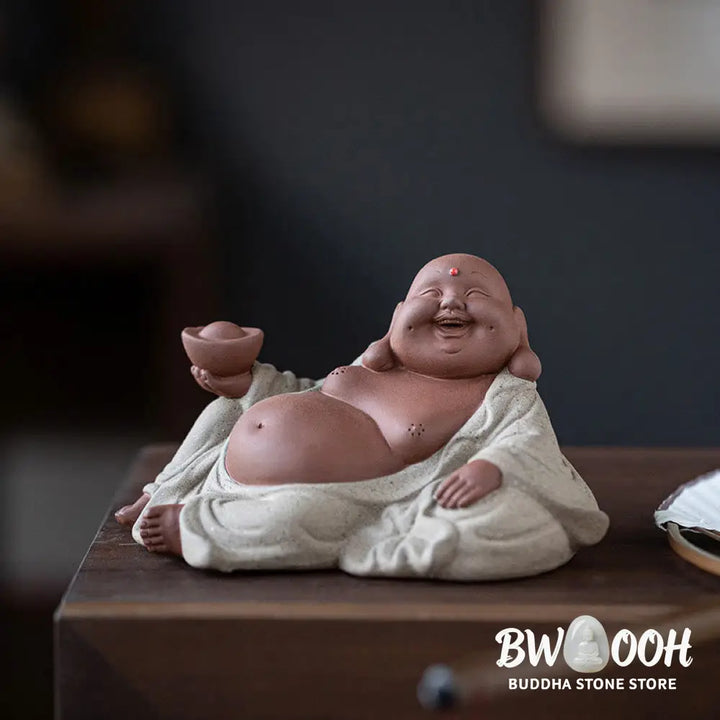 BWOOOH handcrafted Buddha statue - Laughing Buddha Ingots Attract Weal