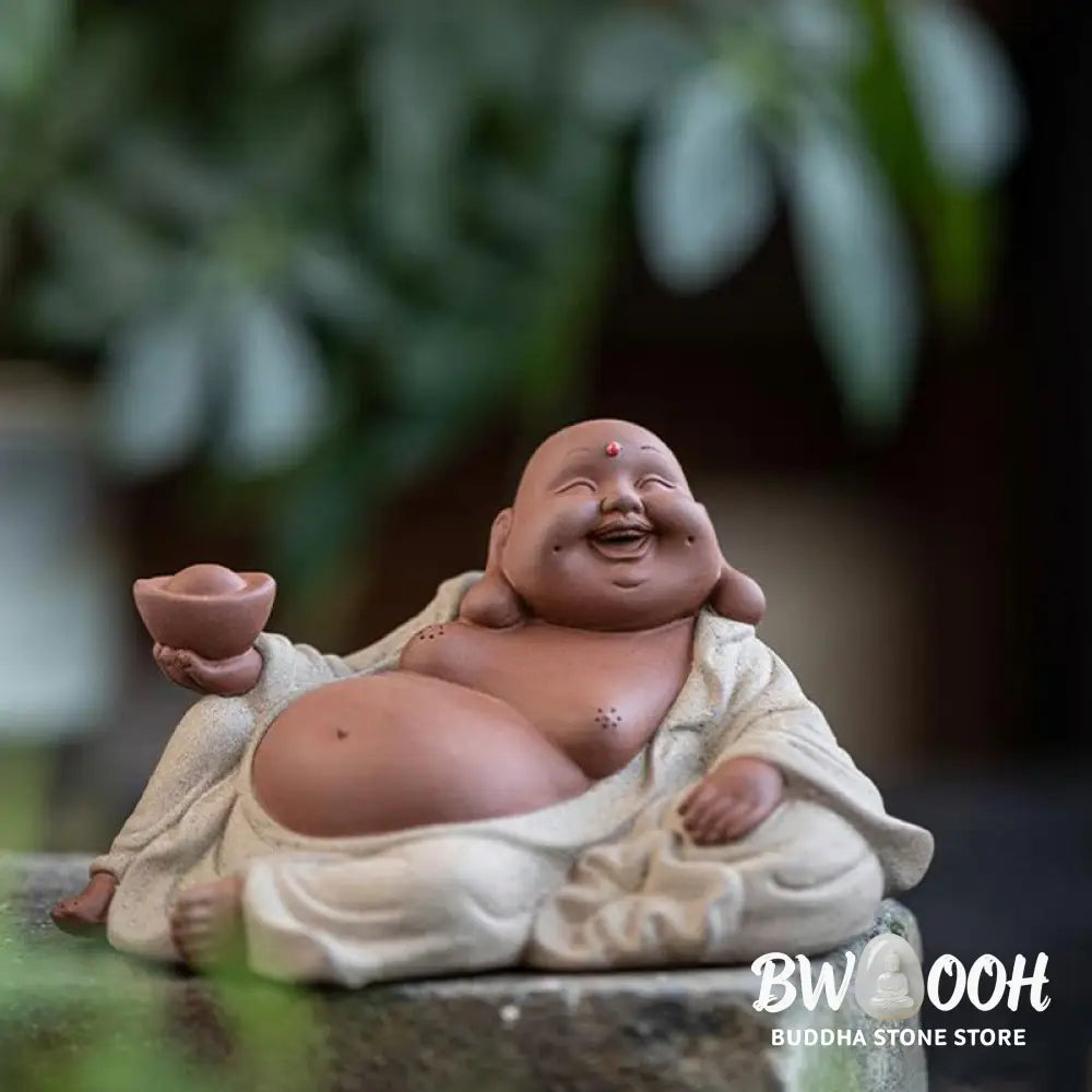 BWOOOH handcrafted Buddha statue - Laughing Buddha Ingots Attract Weal
