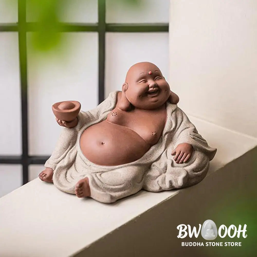 BWOOOH handcrafted Buddha statue - Laughing Buddha Ingots Attract Weal