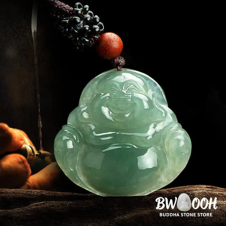 Buddha Stones Laughing Buddha Jade Abundance String Necklace Pendant - BWOOOH - Necklaces &amp; Pendants