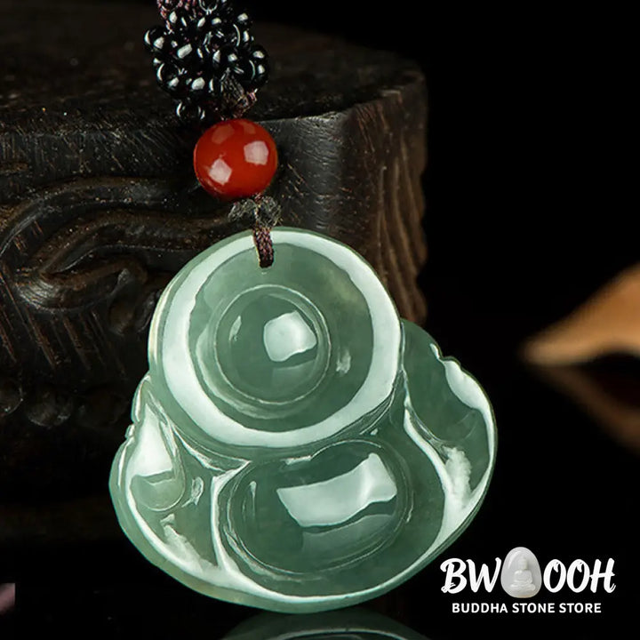 Buddha Stones Laughing Buddha Jade Abundance String Necklace Pendant - BWOOOH - Necklaces &amp; Pendants