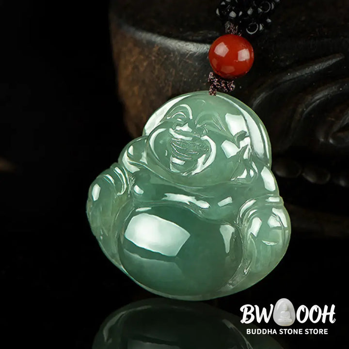 Buddha Stones Laughing Buddha Jade Abundance String Necklace Pendant - BWOOOH - Necklaces &amp; Pendants