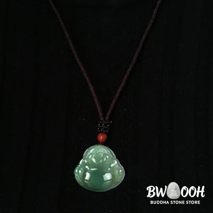 Buddha Stones Laughing Buddha Jade Abundance String Necklace Pendant - BWOOOH - Necklaces &amp; Pendants