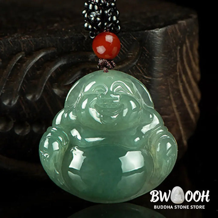 Buddha Stones Laughing Buddha Jade Abundance String Necklace Pendant - BWOOOH - Necklaces &amp; Pendants