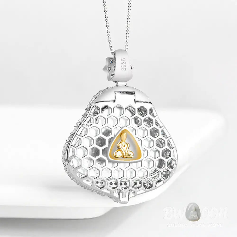 Buddha Stones Laughing Buddha Natural Jade Luck Abundance Titanium Steel Chain Necklace Pendant - BWOOOH - Laughing