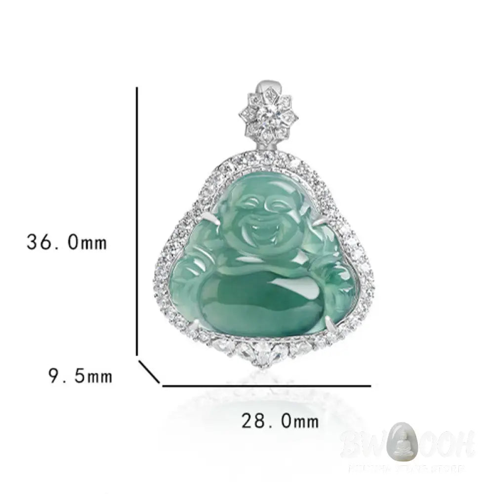 Buddha Stones Laughing Buddha Natural Jade Luck Abundance Titanium Steel Chain Necklace Pendant - BWOOOH - Laughing