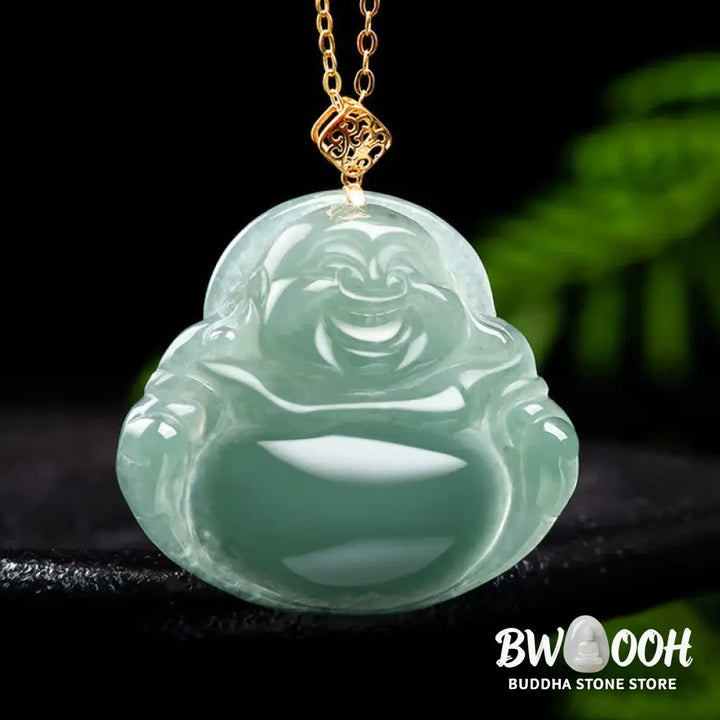 Buddha Stones Laughing Buddha Natural Jade Prosperity Abundance Necklace Pendant - BWOOOH - Necklaces &amp; Pendants