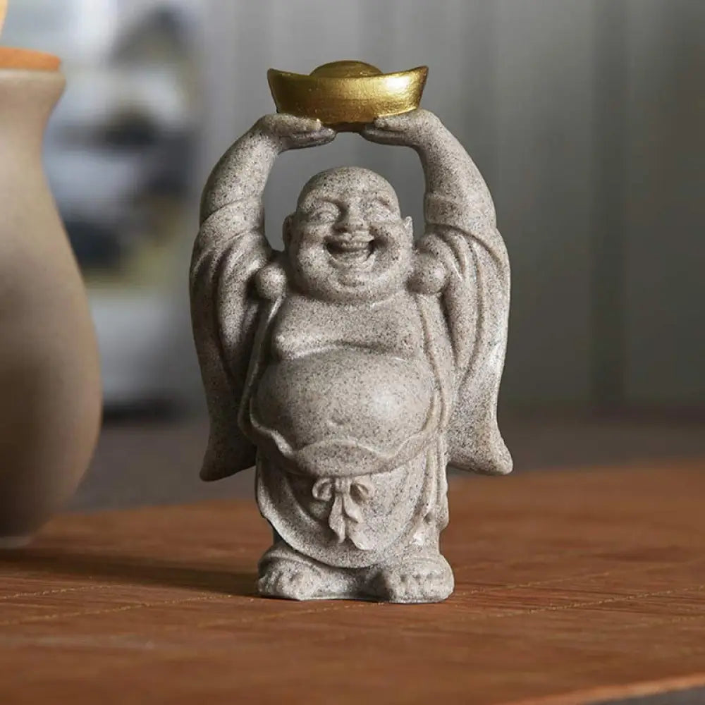 BWOOOH Laughing Buddha Resin Statue Blessing Home Decoration - 6.5*4.5*11cm - Decorations