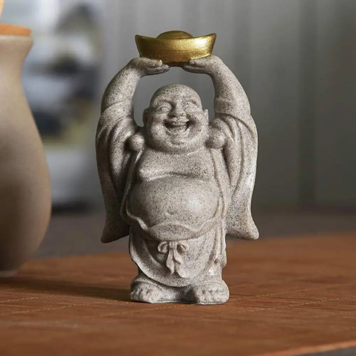 BWOOOH Laughing Buddha Resin Statue Blessing Home Decoration - 6.5*4.5*11cm - Decorations