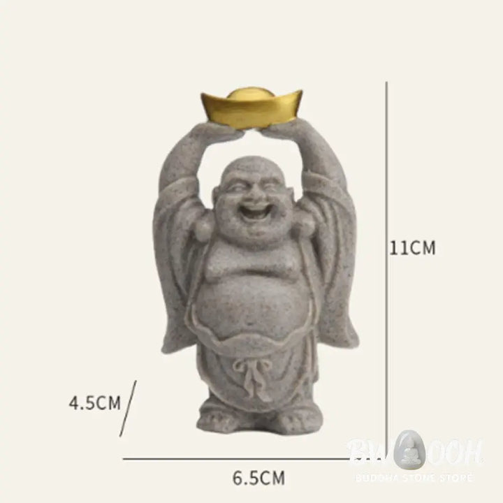 BWOOOH Laughing Buddha Resin Statue Blessing Home Decoration - Decorations