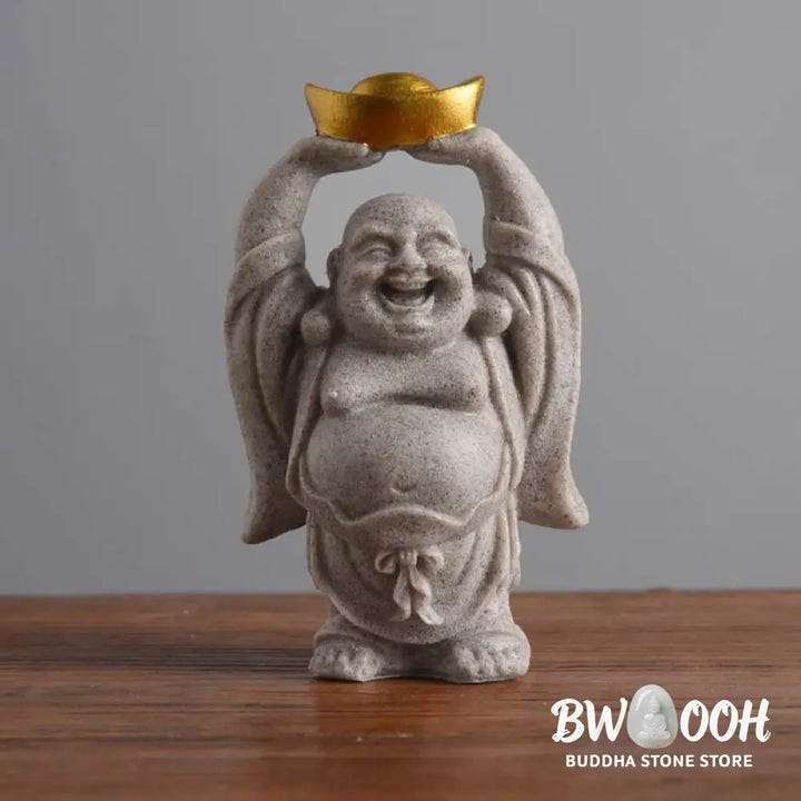 BWOOOH Laughing Buddha Resin Statue Blessing Home Decoration - Decorations