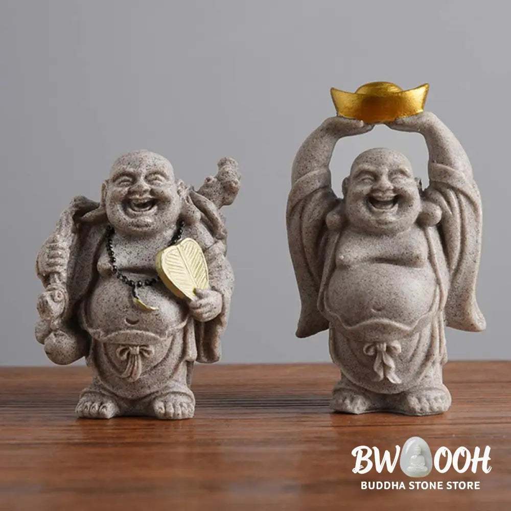 BWOOOH Laughing Buddha Resin Statue Blessing Home Decoration - Decorations