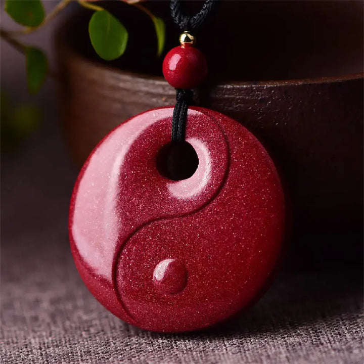 Buddha Stones Laughing Buddha Yin Yang Chinese Zodiac Gourd Natural Cinnabar Blessing Necklace Pendant - BWOOOH - Yin