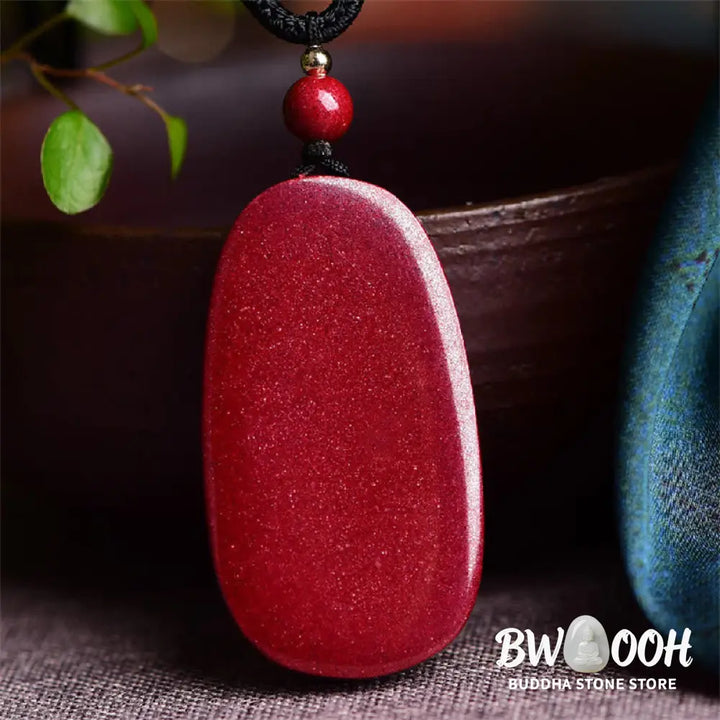 Buddha Stones Laughing Buddha Yin Yang Chinese Zodiac Gourd Natural Cinnabar Blessing Necklace Pendant - BWOOOH