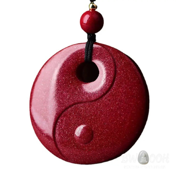 Buddha Stones Laughing Buddha Yin Yang Chinese Zodiac Gourd Natural Cinnabar Blessing Necklace Pendant - BWOOOH