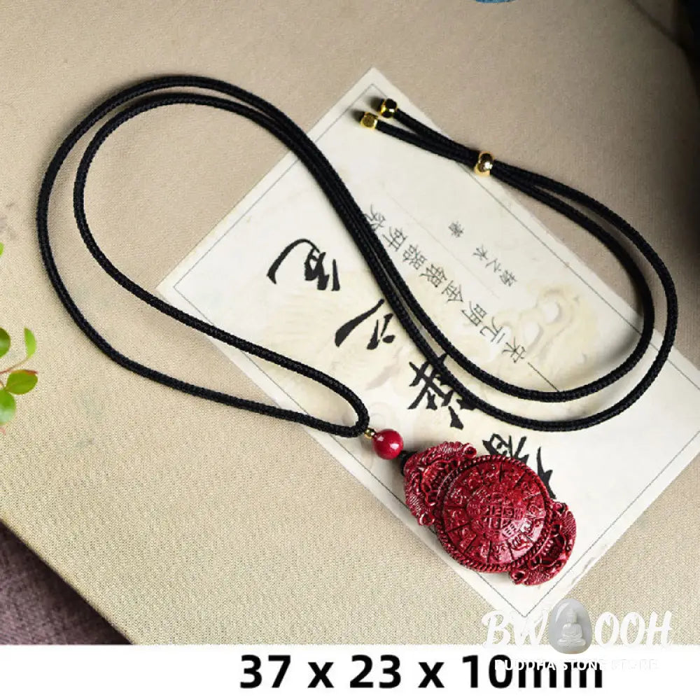 Buddha Stones Laughing Buddha Yin Yang Chinese Zodiac Gourd Natural Cinnabar Blessing Necklace Pendant - BWOOOH