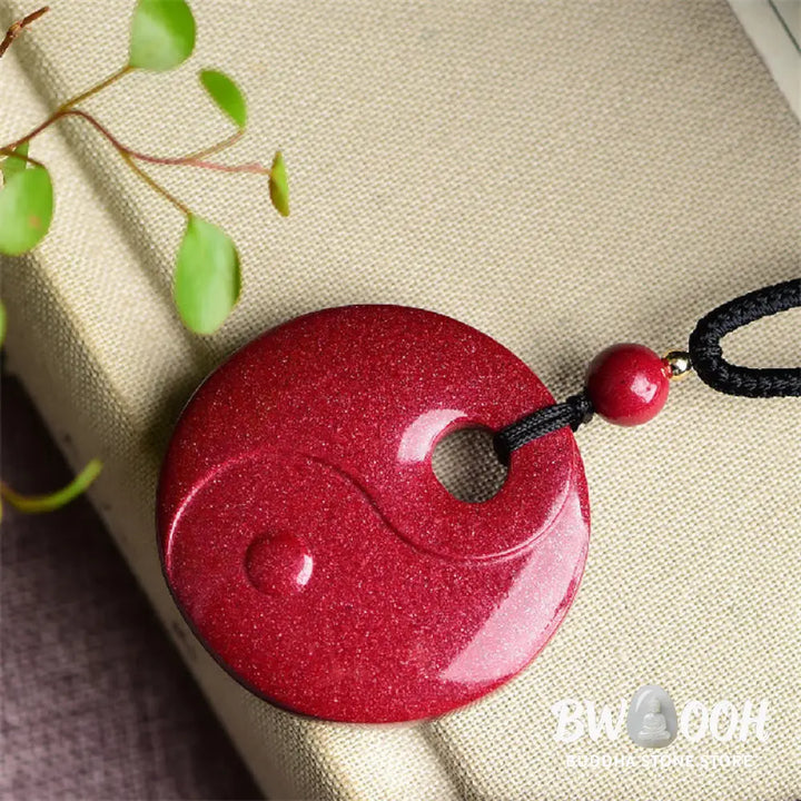 Buddha Stones Laughing Buddha Yin Yang Chinese Zodiac Gourd Natural Cinnabar Blessing Necklace Pendant - BWOOOH