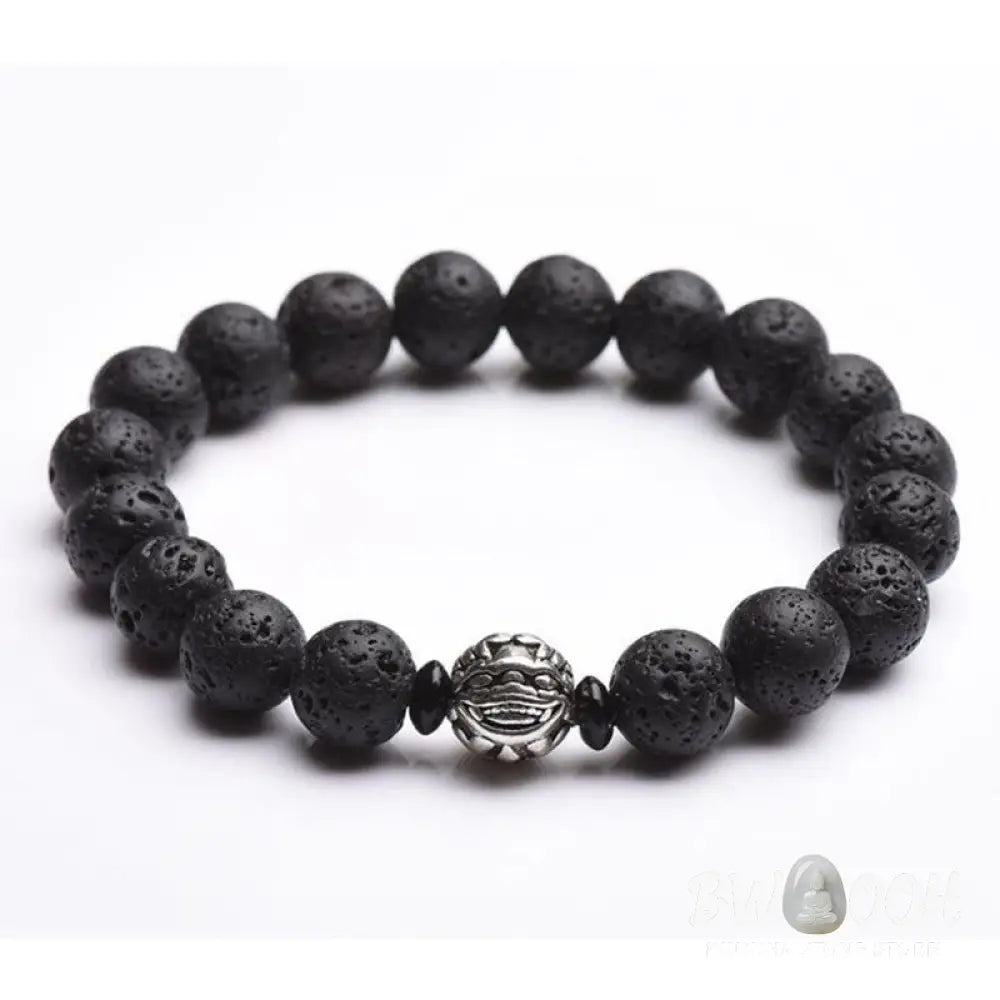 Buddha Stones Lava Rock Beads White Copper PiXiu Wealth Bracelet - BWOOOH - Bracelet