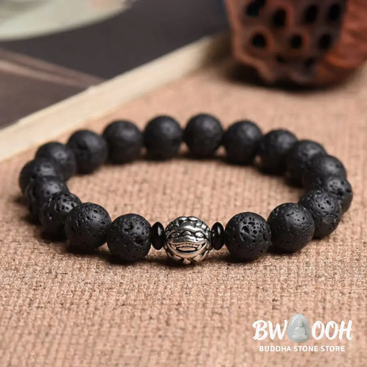 Buddha Stones Lava Rock Beads White Copper PiXiu Wealth Bracelet - BWOOOH - Bracelet