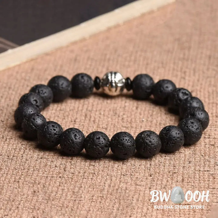 Buddha Stones Lava Rock Beads White Copper PiXiu Wealth Bracelet - BWOOOH - Bracelet