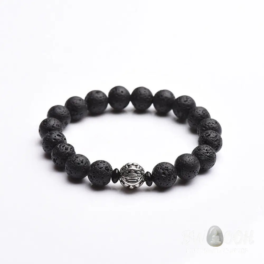 Buddha Stones Lava Rock Beads White Copper PiXiu Wealth Bracelet - BWOOOH - Bracelet