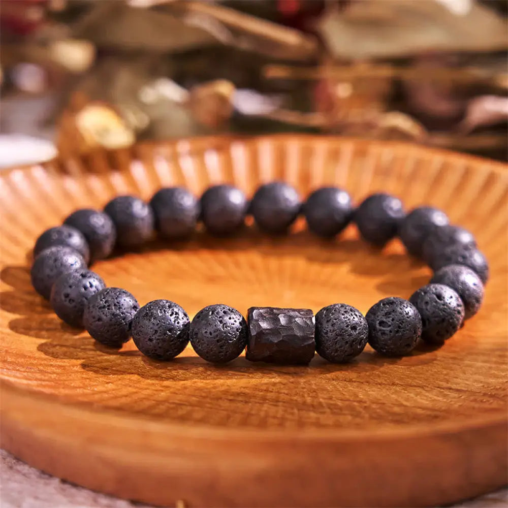 BWOOOH Lava Rock Ebony Wood Tiger Eye Healing Bracelet - BWOOOH - Lava Rock&Ebony Wood / 15-16cm - Bracelet