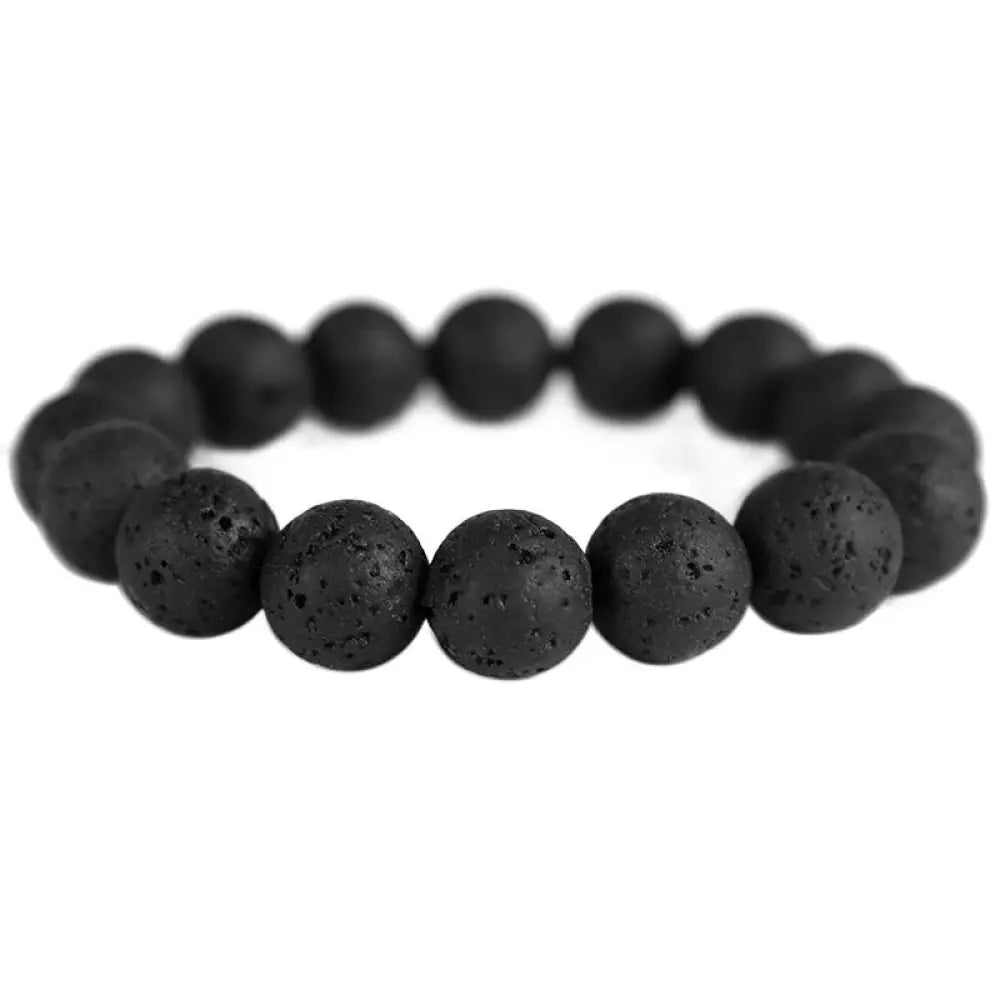 Buddha Stones Lava Rock Ebony Wood Tiger Eye Healing Bracelet - BWOOOH - Lava Rock / 15-16cm - Bracelet