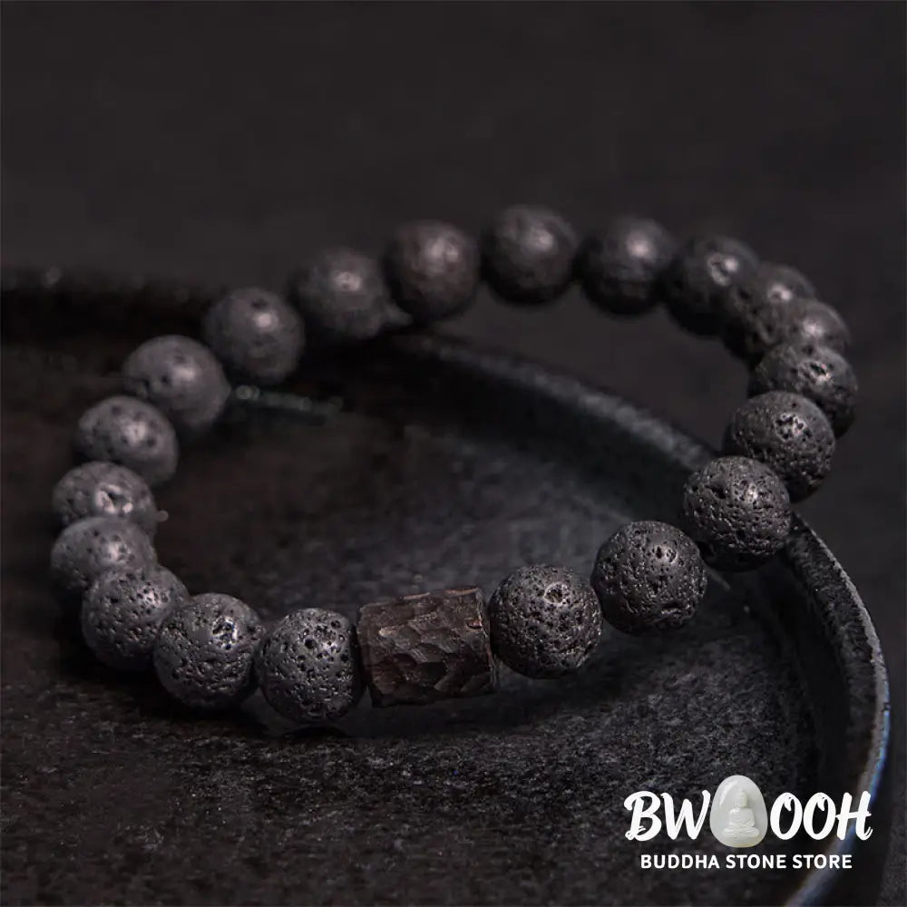 Buddha Stones Lava Rock Ebony Wood Tiger Eye Healing Bracelet - BWOOOH - Bracelet
