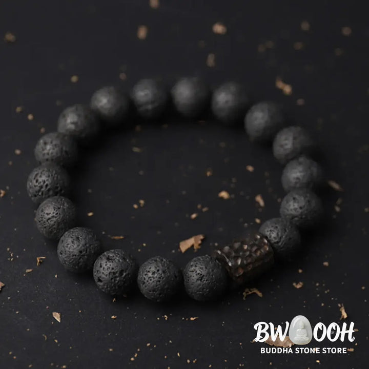 Buddha Stones Lava Rock Ebony Wood Tiger Eye Healing Bracelet - BWOOOH - Bracelet