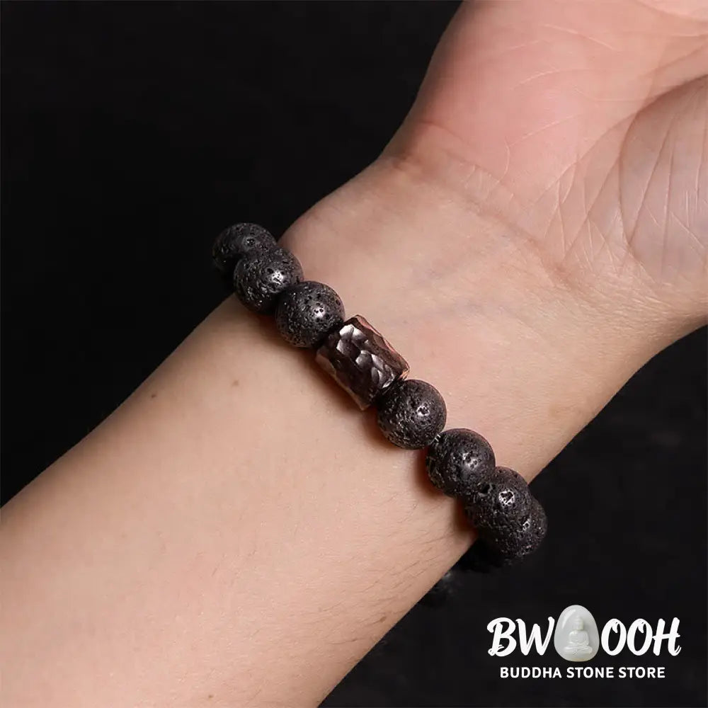 Buddha Stones Lava Rock Ebony Wood Tiger Eye Healing Bracelet - BWOOOH - Bracelet